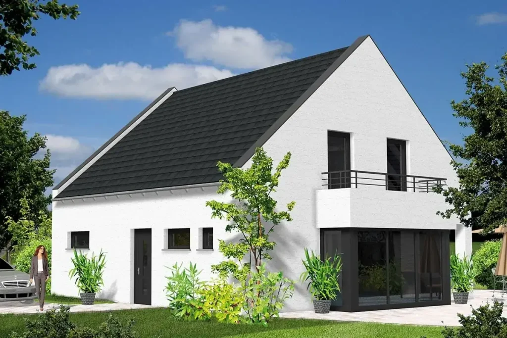 Modernes Einfamilienhaus mit Garten.