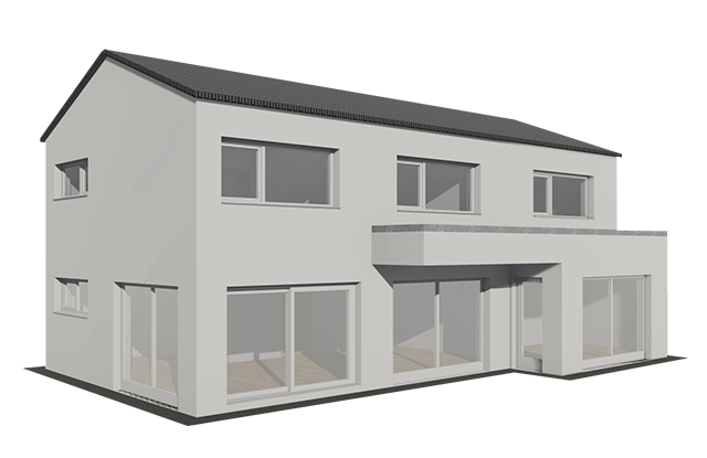 Zweistöckiges modernes Haus.