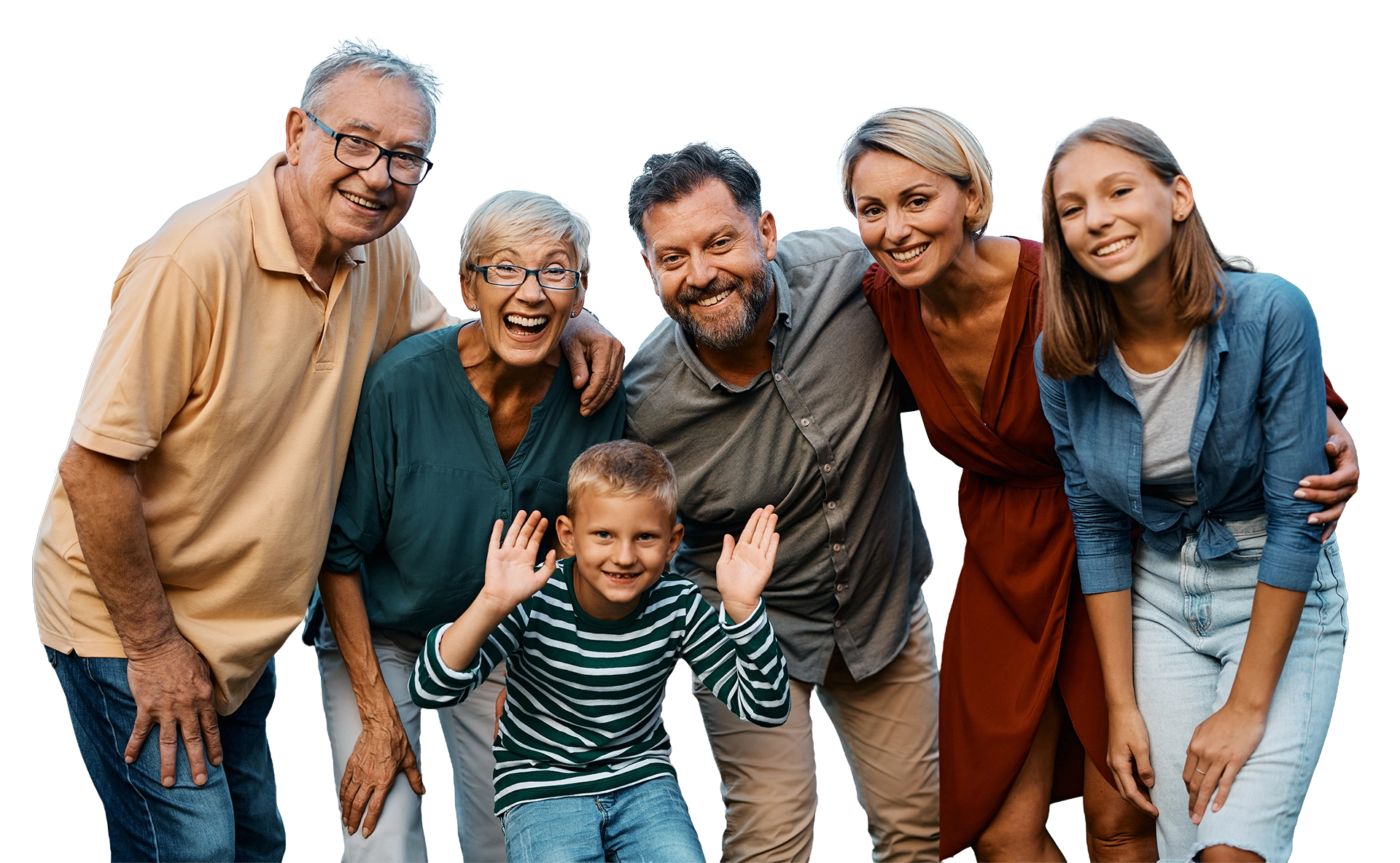 Eine Gruppe von fröhlichen Personen.