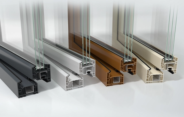 Verschiedene Fensterrahmenfarben.