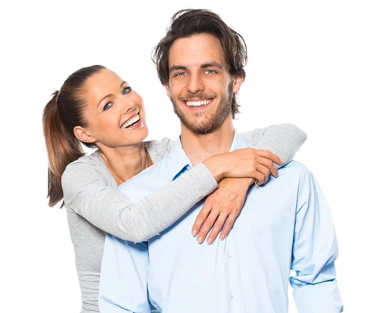 Zwei Personen lächelnd.