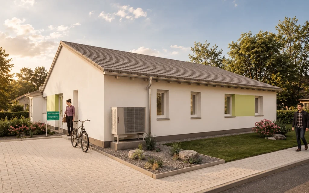 Das klassische Satteldach verbindet traditionelle Architektur mit den Vorzügen eines komfortablen Wohnens auf einer Ebene.