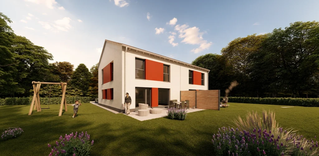 Simply Doppelhaus Obergeschoss S mit zwei Vollgeschossen und großzügigem Garten.